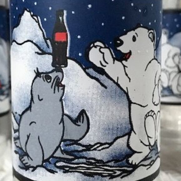 NWOT Set of 6 Vintage Coca-Cola 'Cubs and Seal' Decorated 16oz Glasses Set - Picture 3 of 16